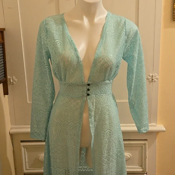NWT Cleo green lace long jacket Sz S - Picture 3 of 9